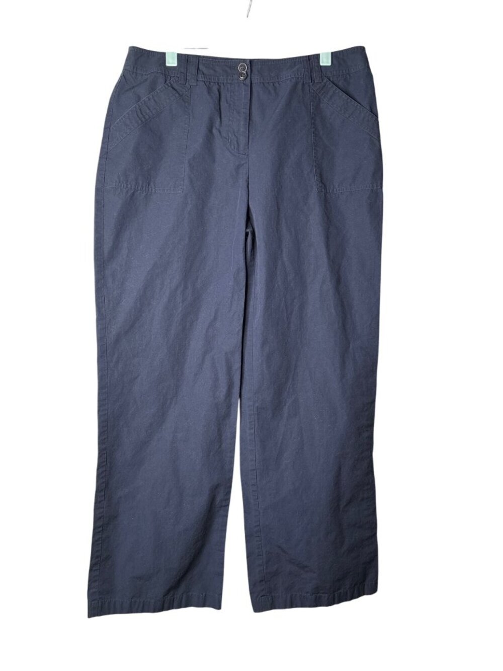 Jones Wear Studio Womens Wide Leg Pants Size 12 Navy Blue Cotton